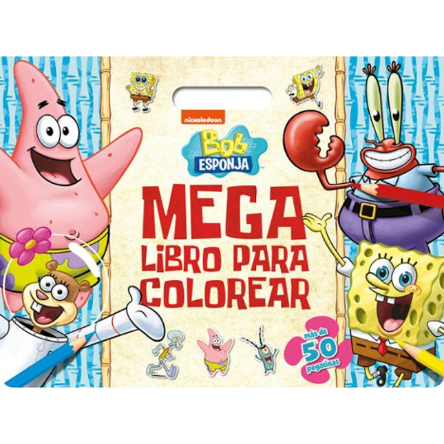 Bob esponja. Megalibro para colorear con pega tinas