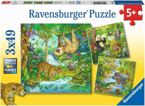 Rompecabezas 3x49pz diversión en la jungla
