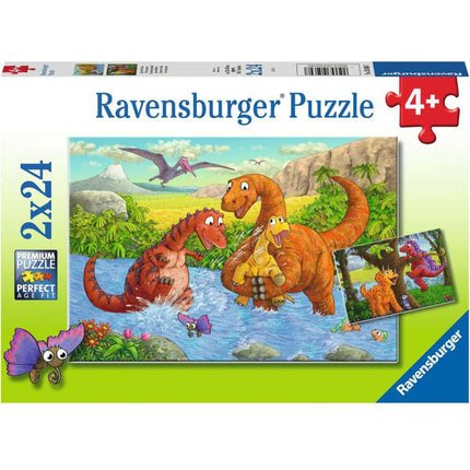 Rompecabeza 2X24Pz Dinosaurios en juego